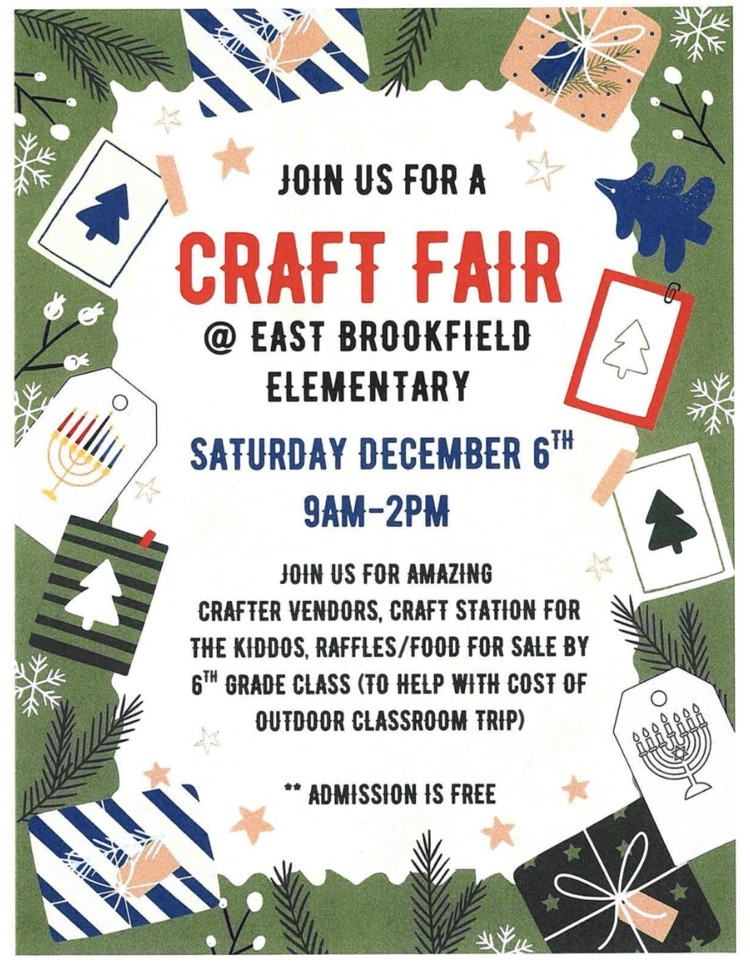 JOIN US FOR AMAZING CRAFTER VENDORS, CRAFT STATION FOR THE KIDDOS, RAFFLES/FOOD FOR SALE BY 6HGRADE CLASS (TO HELP WITH COST OF OUTDOOR CLASSROOM TRIP) ** ADMISSION IS FREE