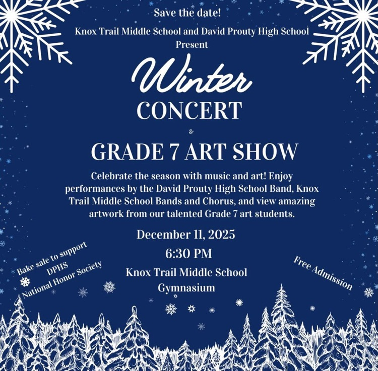 Knox Trail Middle School and David Prouty High School Present Winter CONCERT GRADE 7 ART SHOW