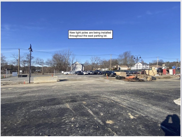 David Prouty High School Building Project Update #201: Construction progress photos of new exterior wall framing, structural steel, storm drainage & exterior lighting. @ChooseSEBRSD @MASchoolsK12 @MASCSchoolComm @MASS_SBA