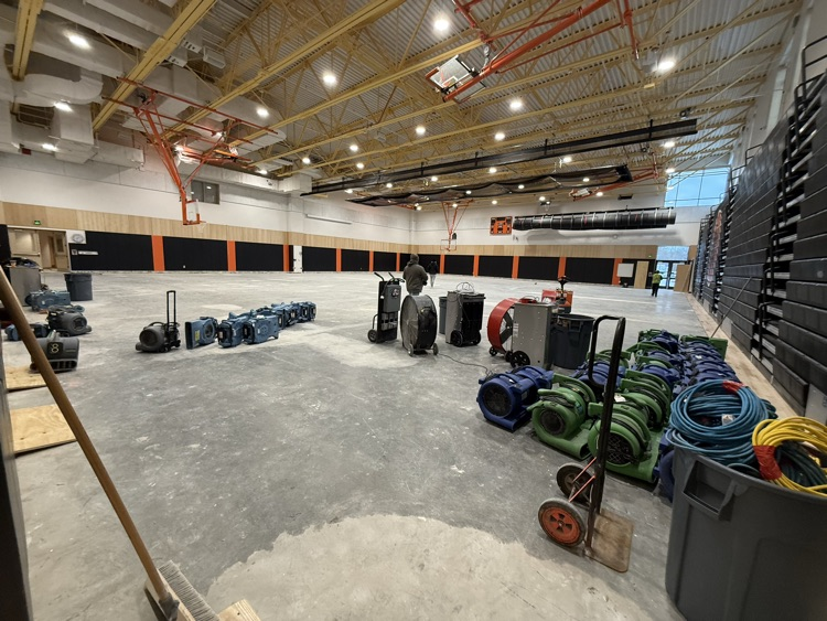 Temporary gym floor has arrived!