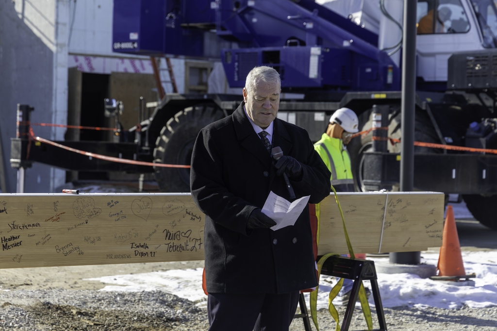 Supt Hasughey thanks the communjity for their support and partnership of the high school project