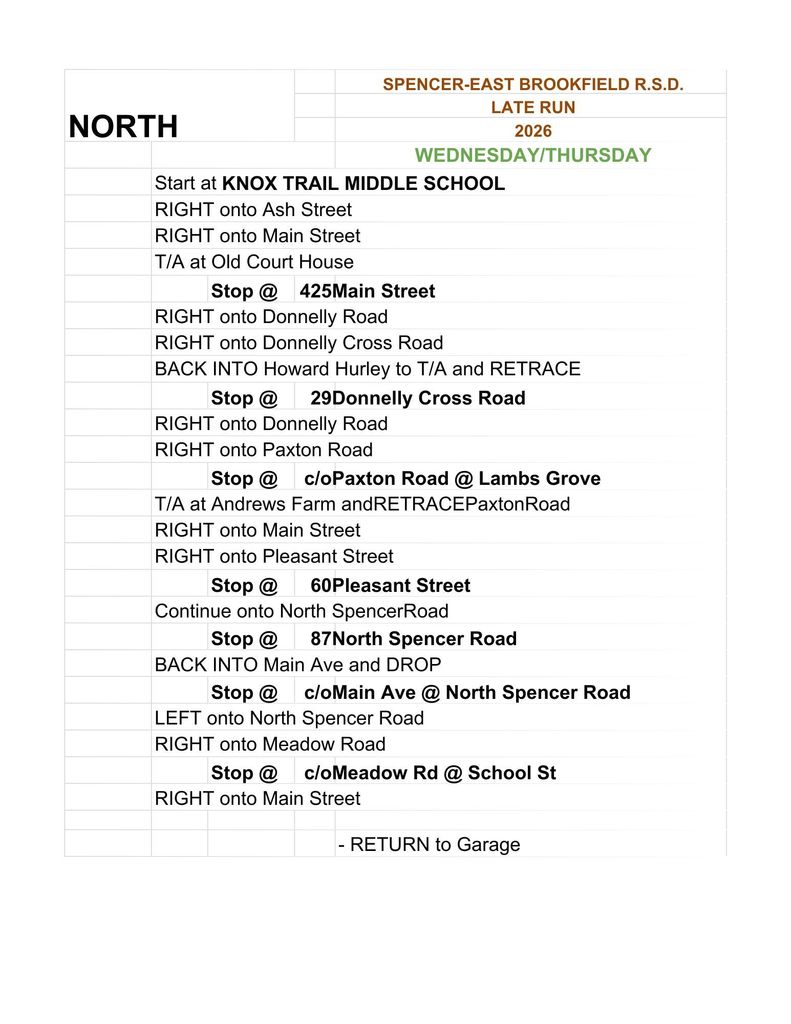 North Bus Routes for Academic Achievement 