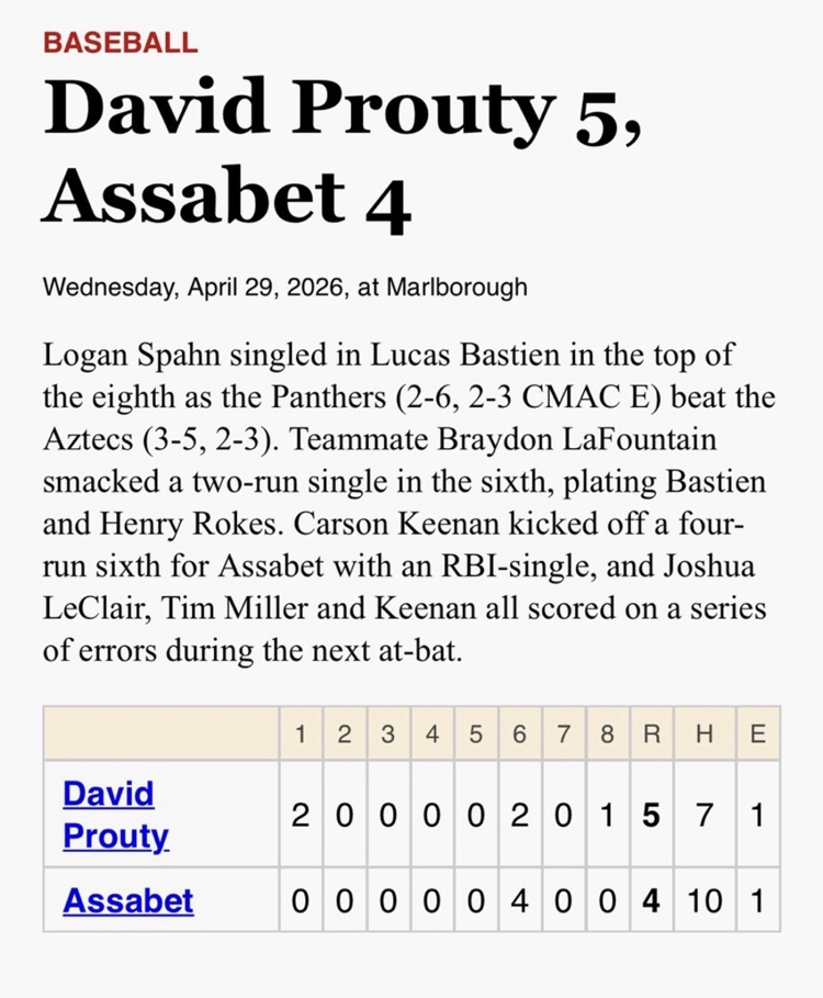 patrickryan1989 and others davidproutysports The David Prouty Boys Baseball team pulled off a close 5-4 win over Assabet!