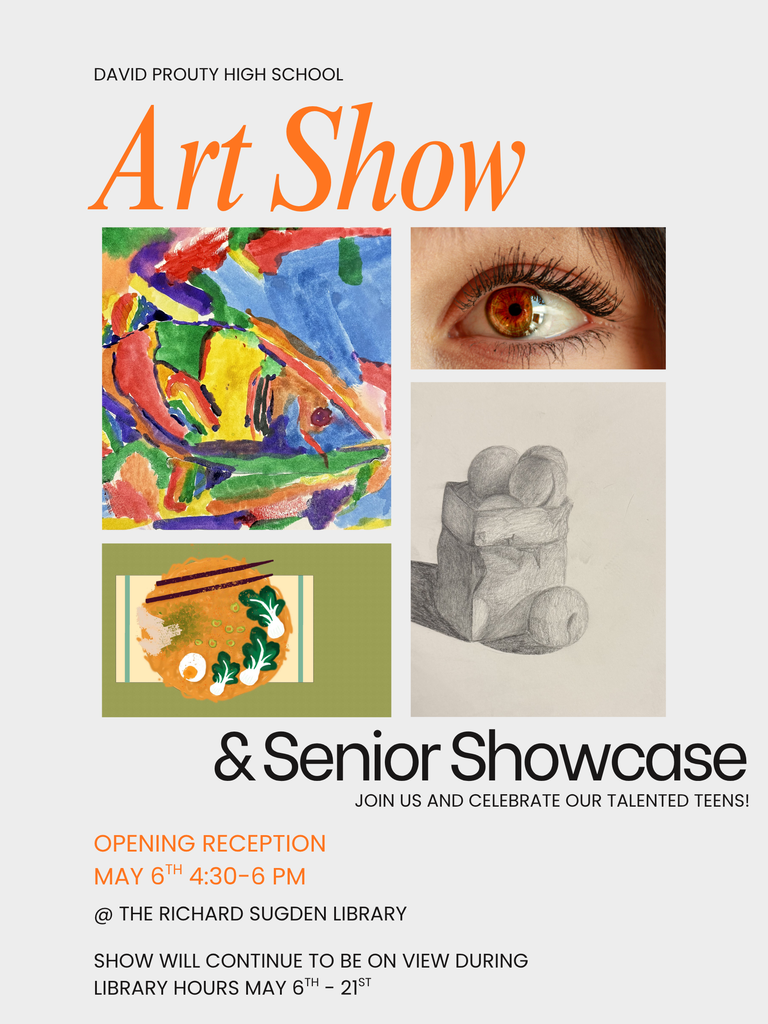 The 2026 Art Show is this evening at the Richard Sugden Library from 4:30-6:00 PM. Celebrate our talented students and experience a side of their creativity you don’t always get to see....   We look forward to showing off our artwork this evening.   Mrs. Annalisa Battles Visual Art Teacher David Prouty High School Spencer-East Brookfield Regional School District