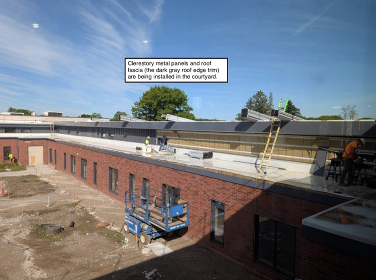 Message David Prouty High School Building Project Update #242: Construction progr photos of site landscaping, roofing gutters, interior finishes! @ChooseSEBRSD @MASCSchoolComm @MASchoolsK12 @Mass_SBA
