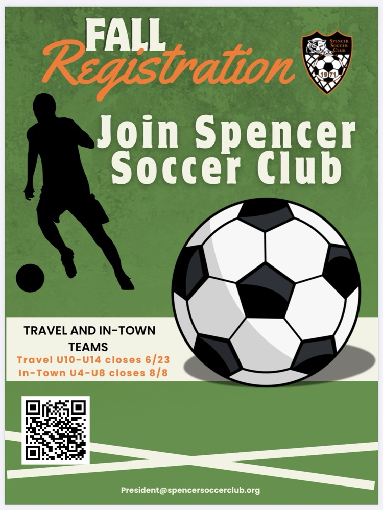fall registration for Spencer Soccer Club! 