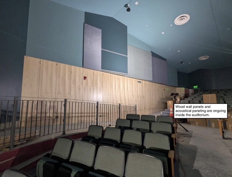 David Prouty High School Building Project Update #257: progress photos of the tennis courts, conference rooms, commons area, reading room, auditorium, & teacher planning/ pre-K. @ChooseSEBRSD @MASCSchoolComm @MASchoolsK12 @Mass_SBA