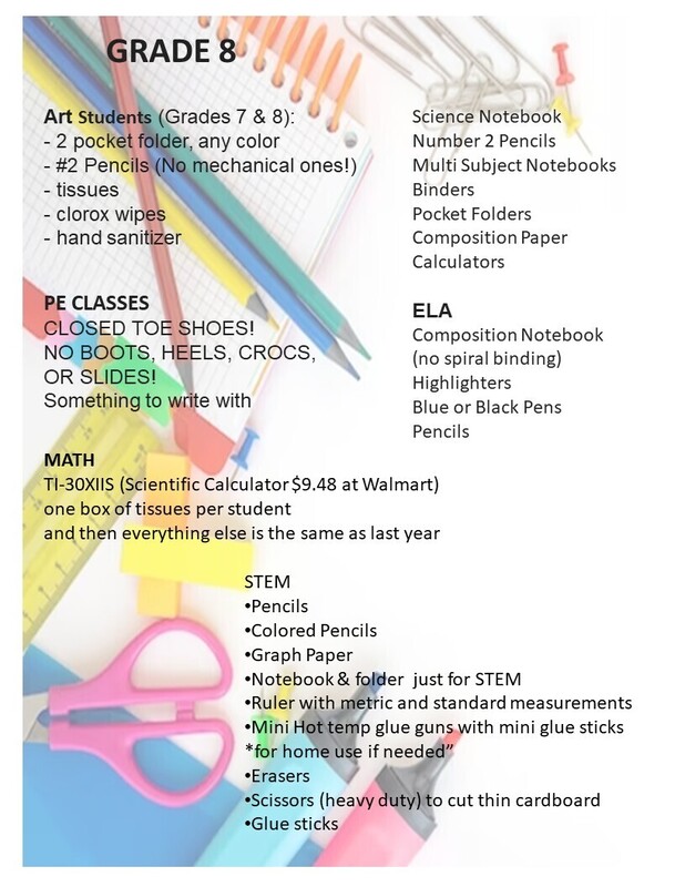 School Supply Graphics Grade 8