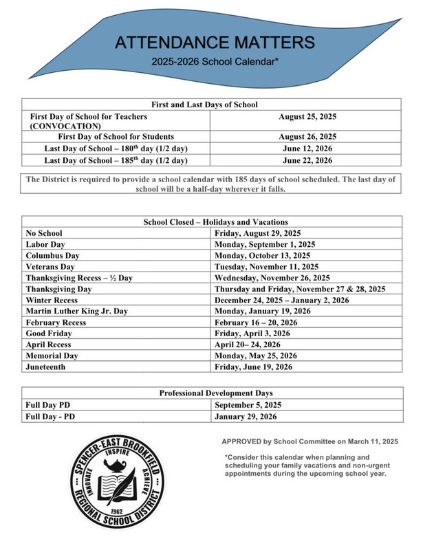 2025-2026 calendar for sebrsd!