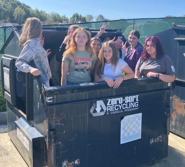 Students in dumpster