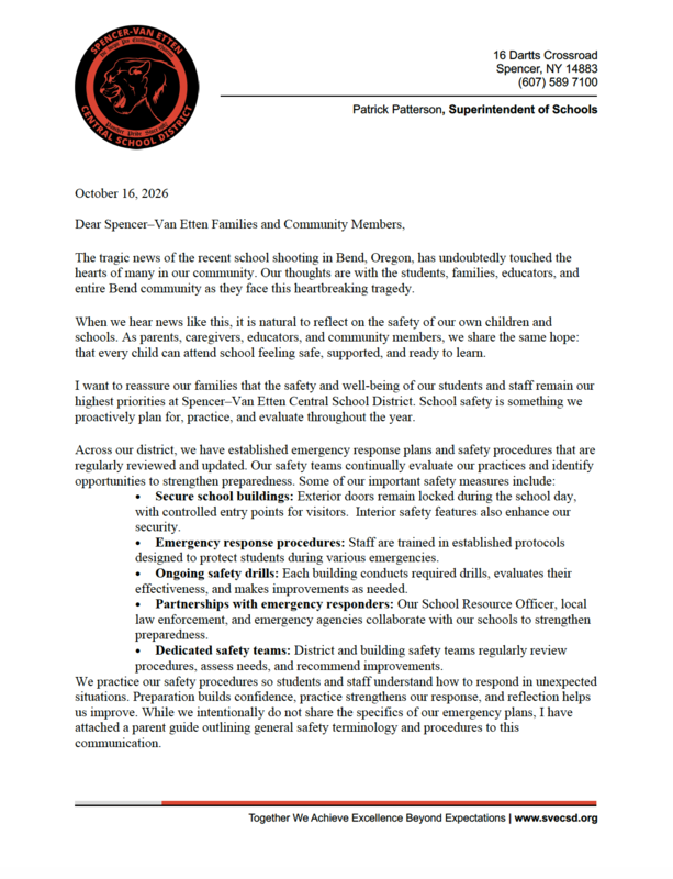message from superintendent