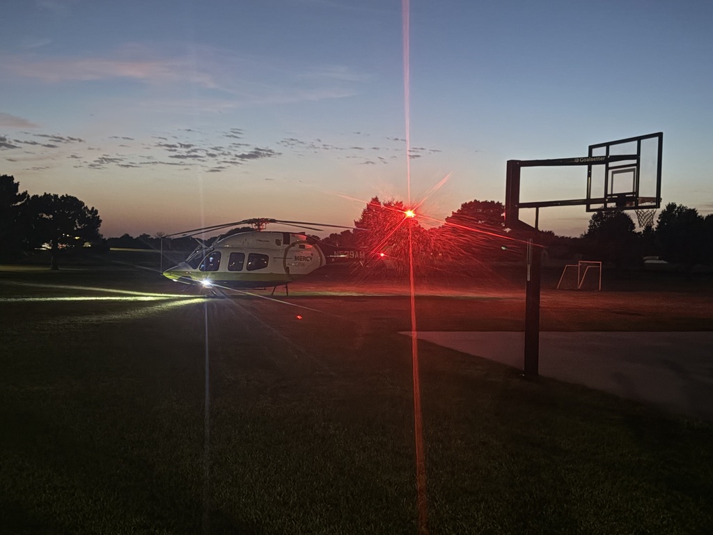 Photo of helicopter practicing a drill at Lincoln Elementary