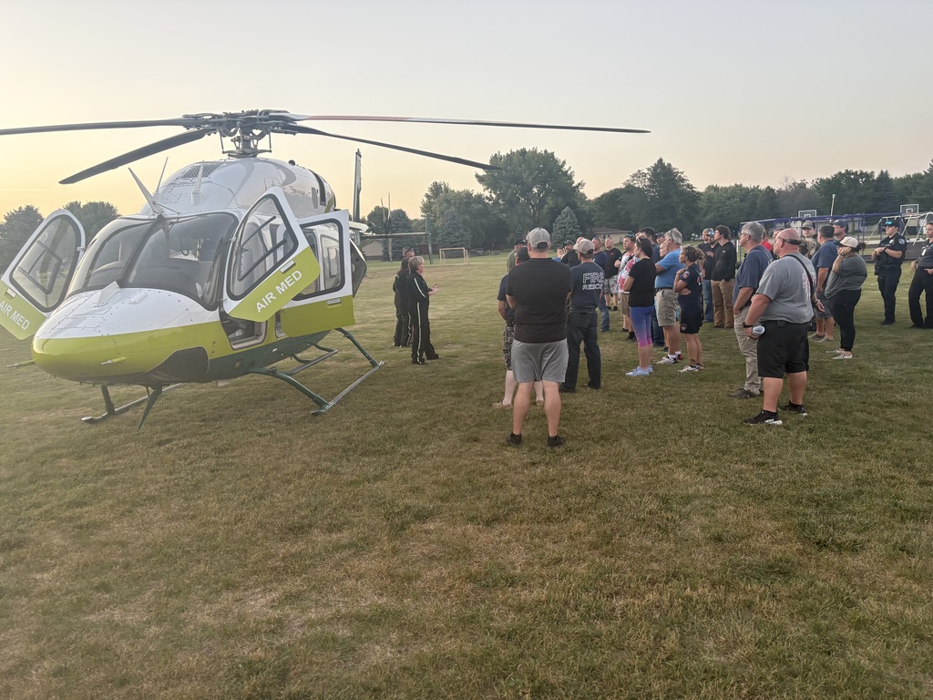 Photo of helicopter practicing a drill at Lincoln Elementary