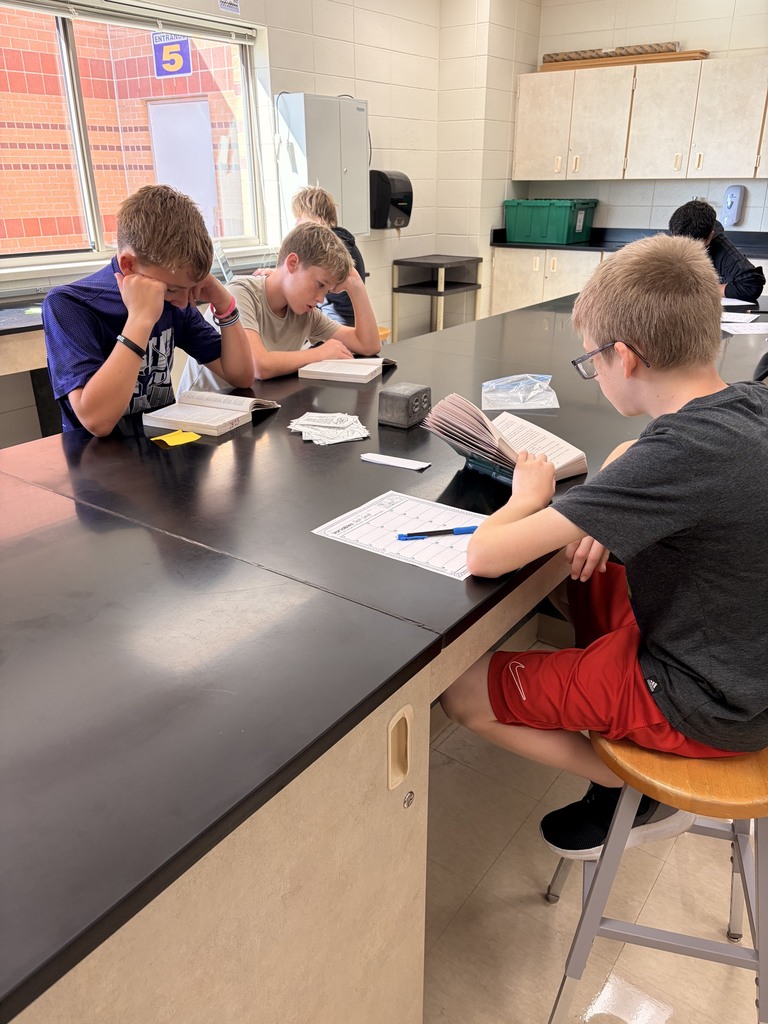 Students reading in class.