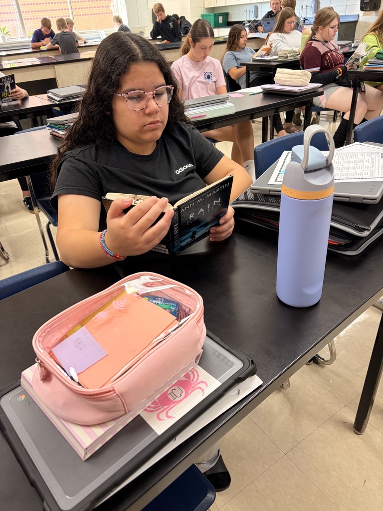 Students reading in class.