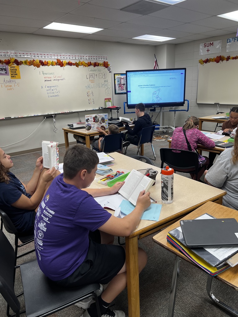 Students reading in class.