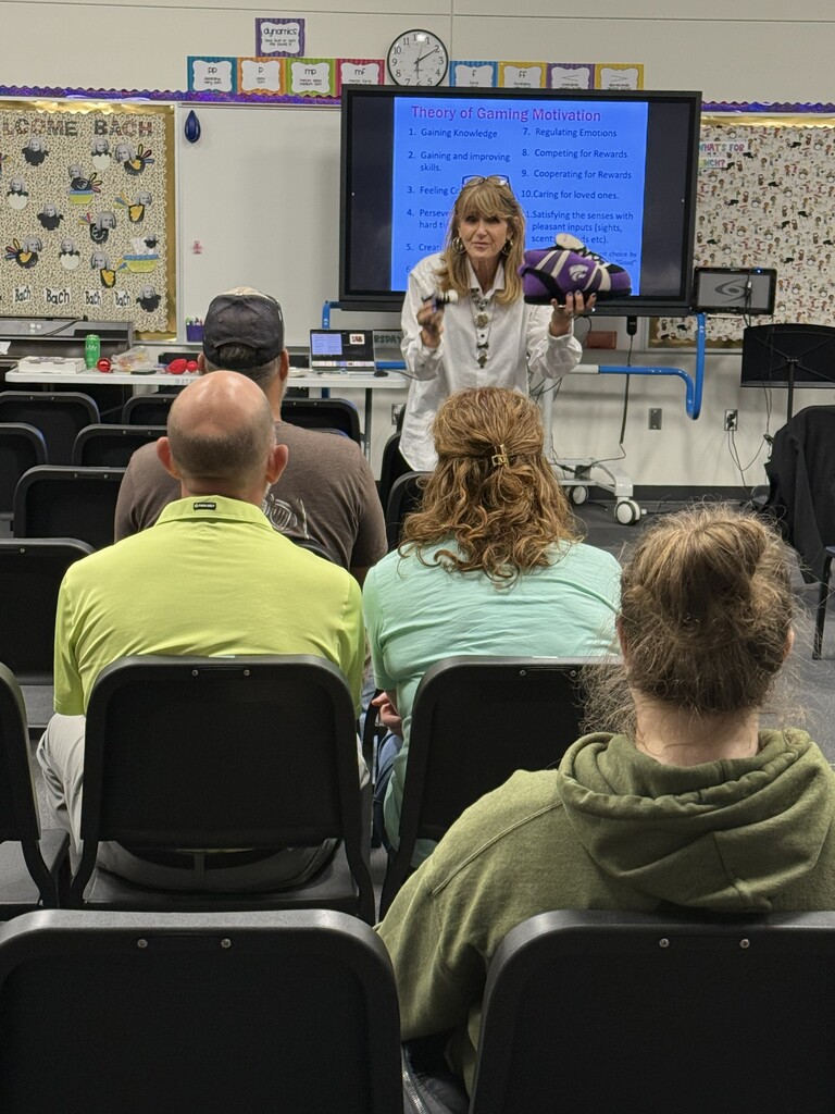 Author Julia Cook speaking to parents.