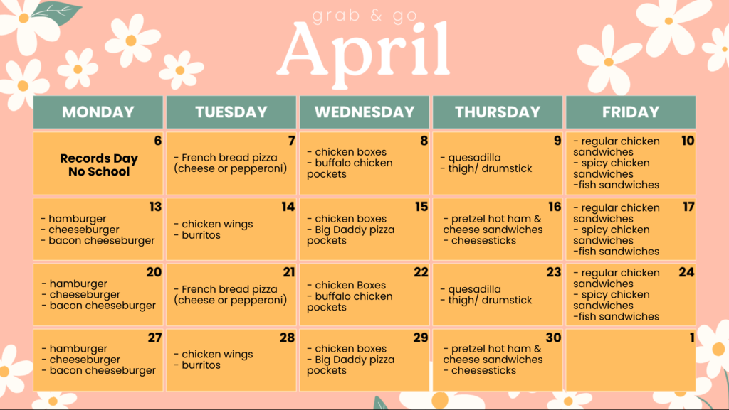 April grab & go menu