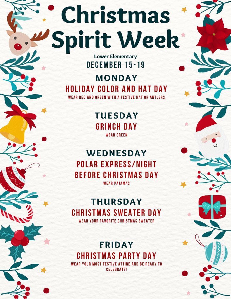 Lower Elementary Christmas Spirit Week