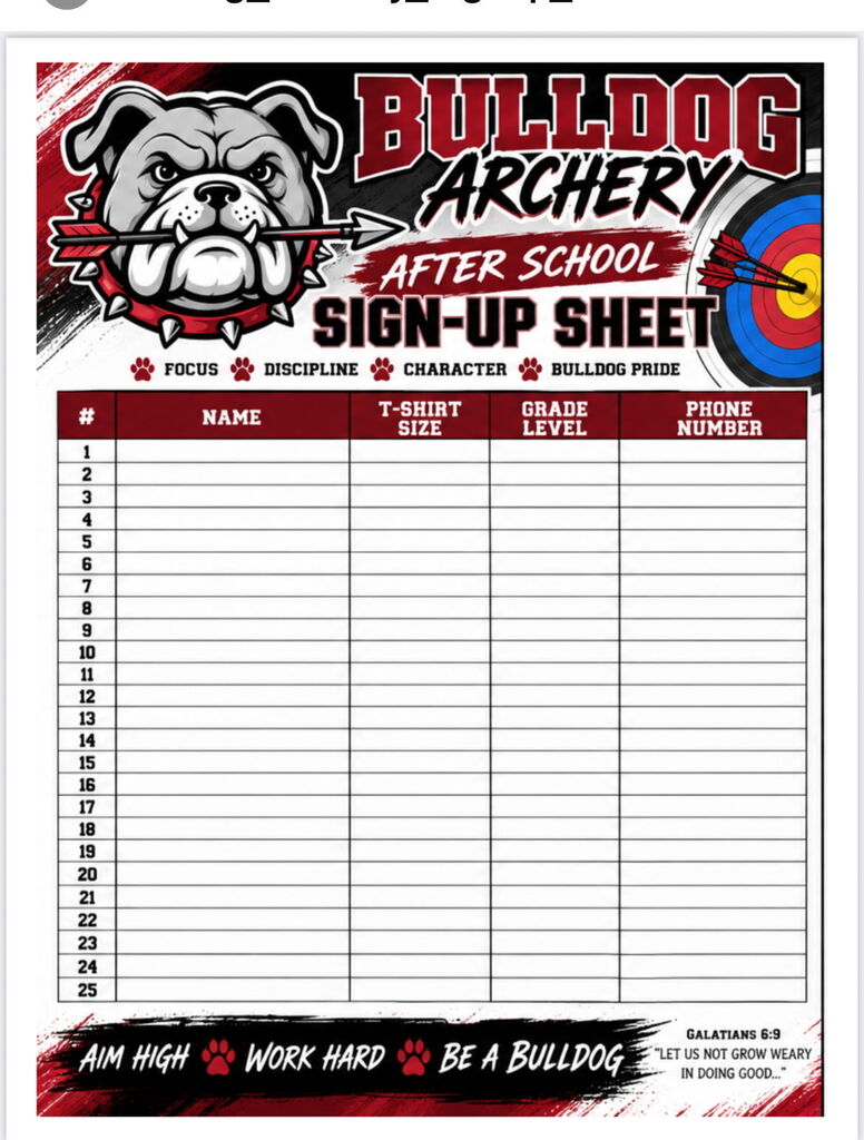 Archery sign ups