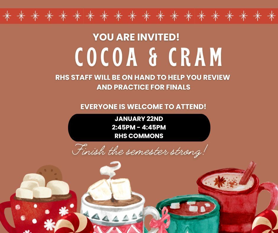 Flyer for Cocoa and Cram event