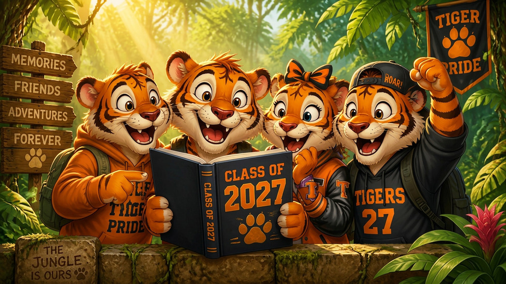 Tigers looking throught the Class of 2027 Yearbook