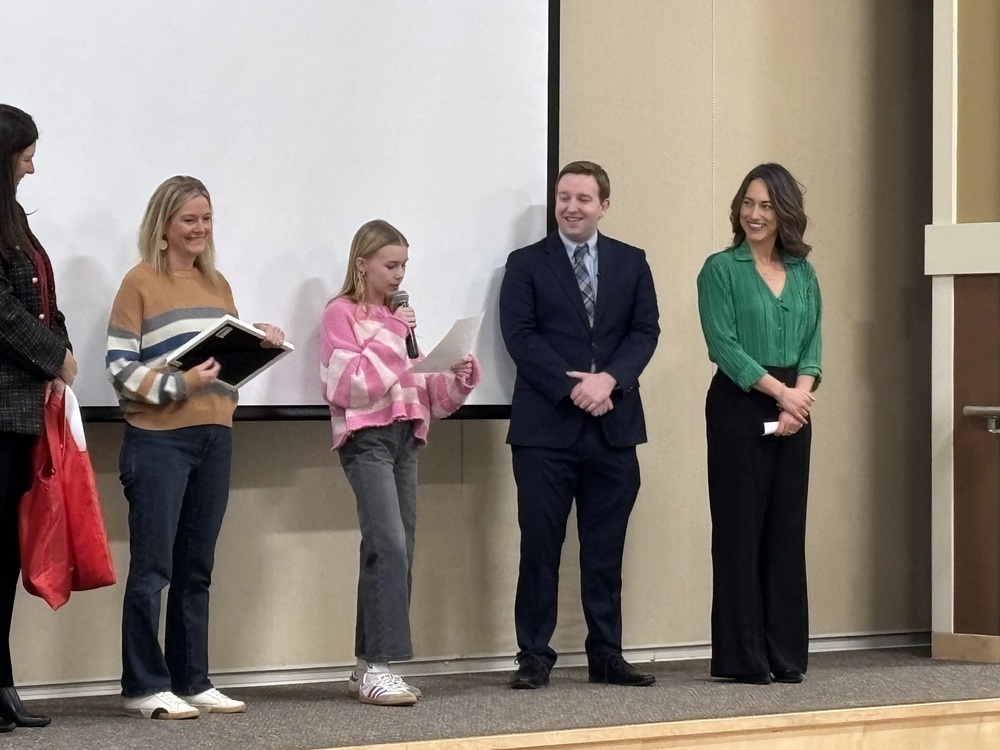 Mrs Yahne receiving award