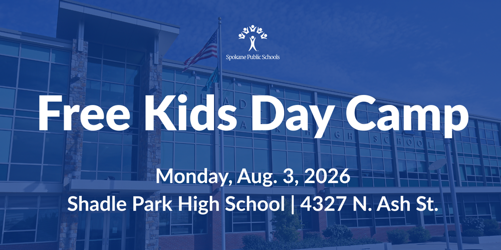 Graphic of Shadle Park High School with information about a Free Kids Day Camp