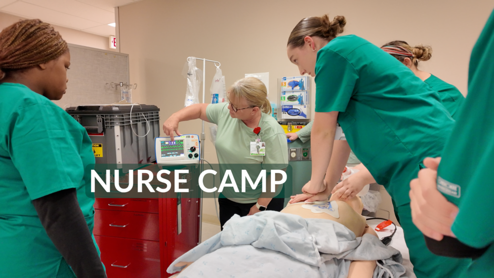 High school students participate in a CPR simulation at Providence Nurse Camp.