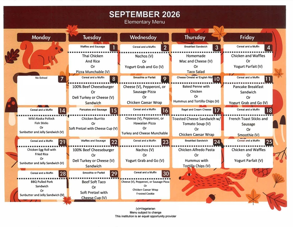September Menu 