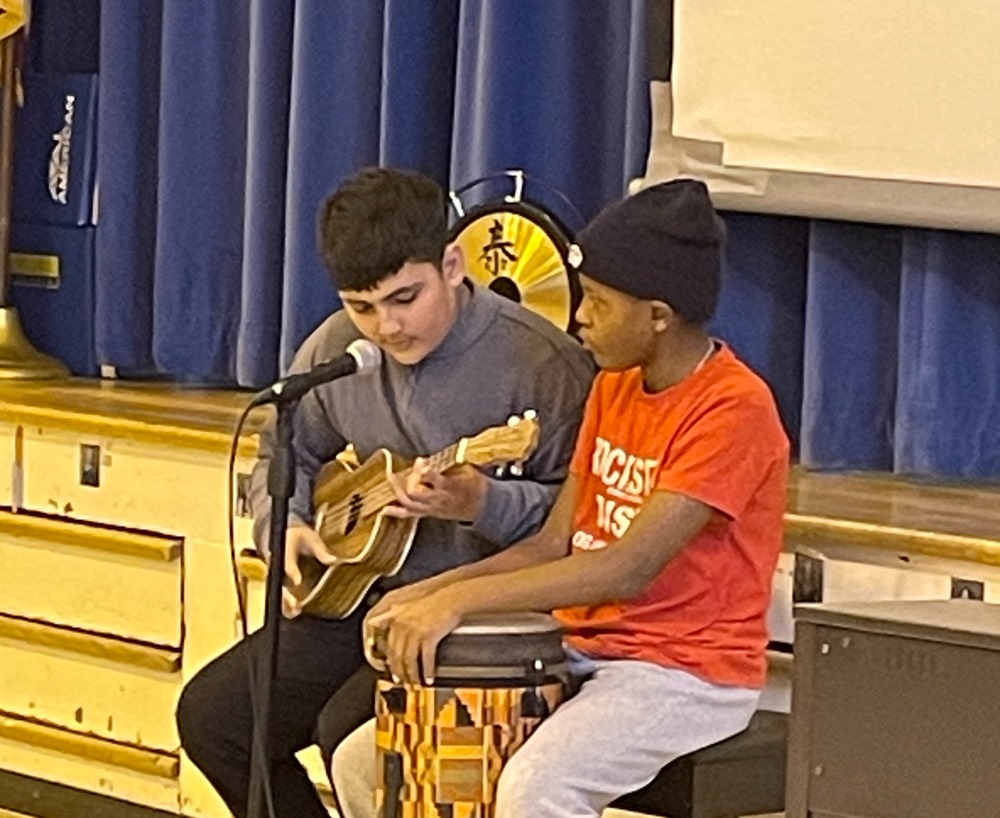 Students playing instruments