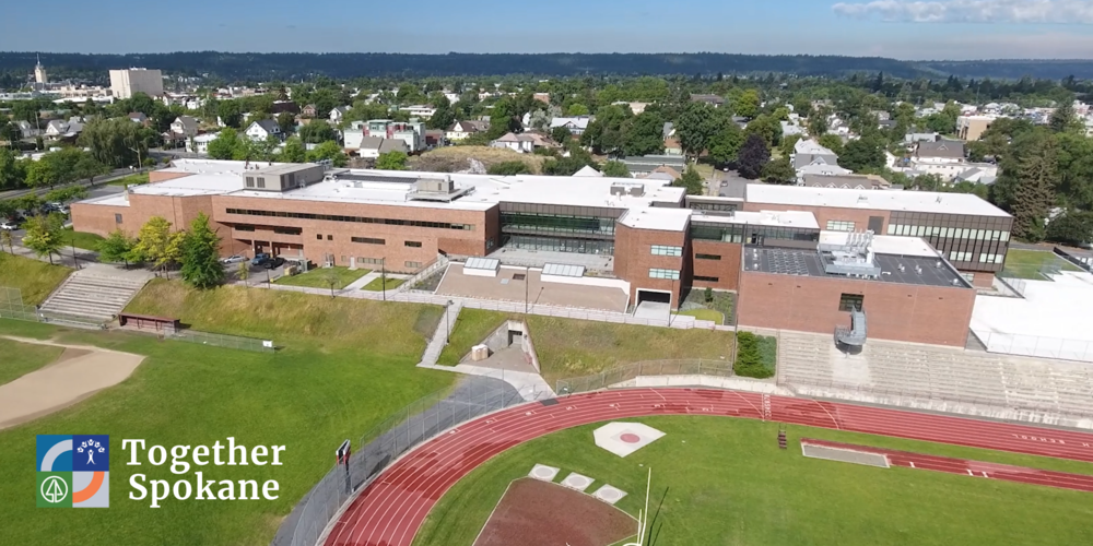 An aerial view of North Central High School and track.