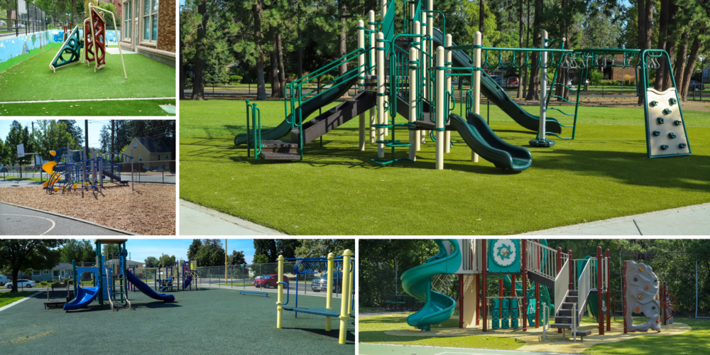 A collage of five SPS playgrounds