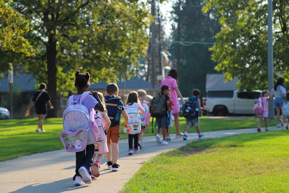 Kids walking to school