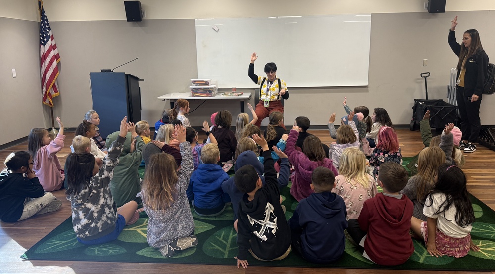 Students listening to a  story.