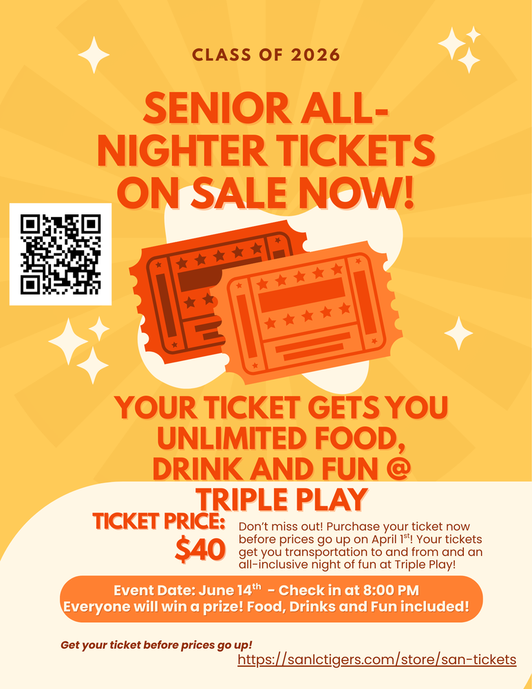Flyer prompting the Senior All Nighter