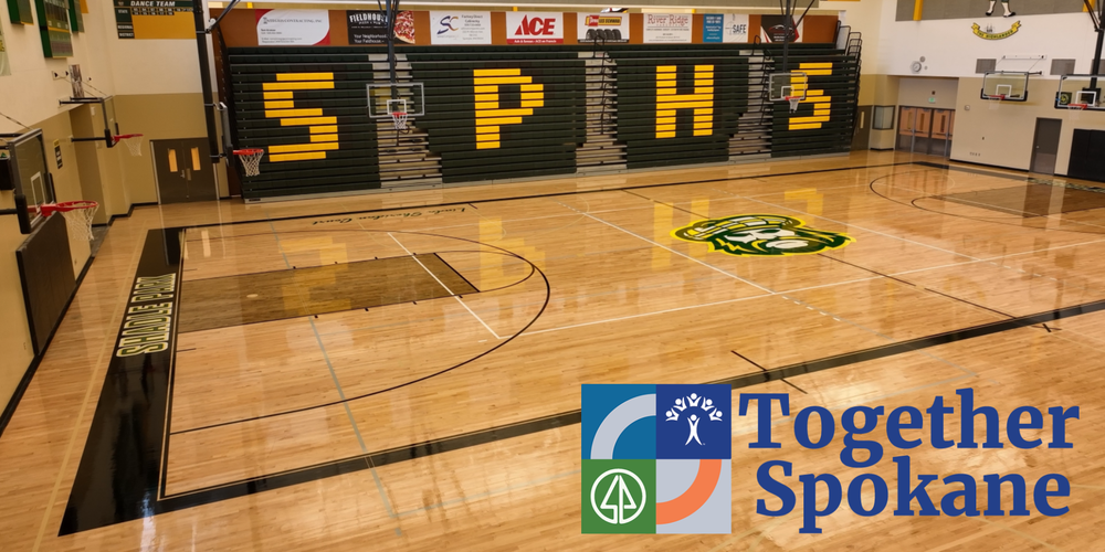 View of new Shadle Park High School gym floor.