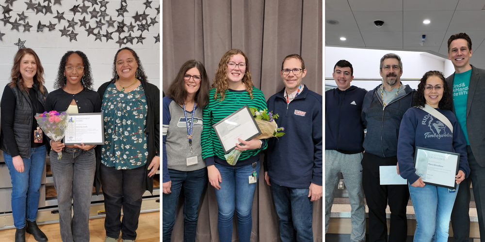 Collage of people receiving awards.