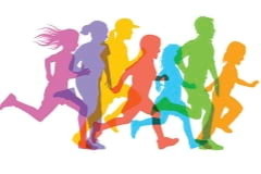 silhouettes of kids running