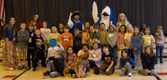 Students with Shark and Pirate