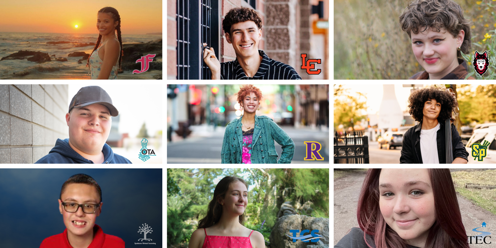 Collage of 9 high school graduates.