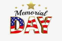 Memorial day sign in red, white and blue