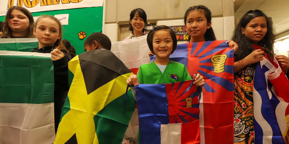 Kids with flags of their nation