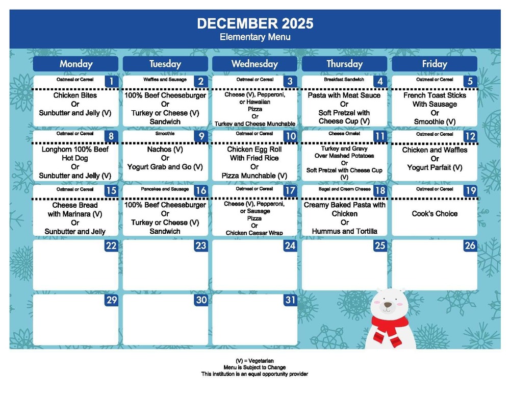 December Menu