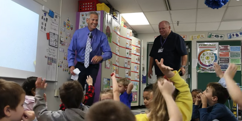 Steve Barnes and Mike Crabtree in classroom