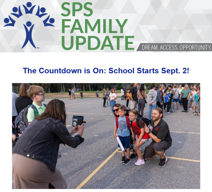 SPS Family Update The Countdown is On: School Starts Sept. 2!
