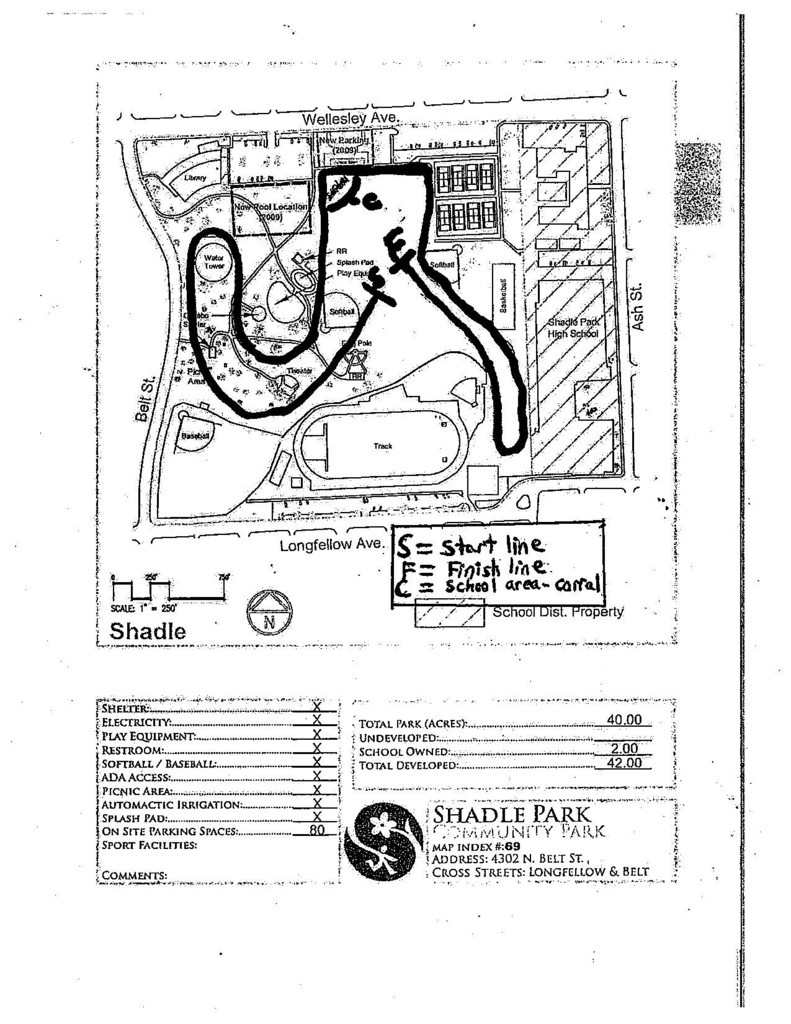 Cross Country Zone Meet Map of Shadle Park HS Field