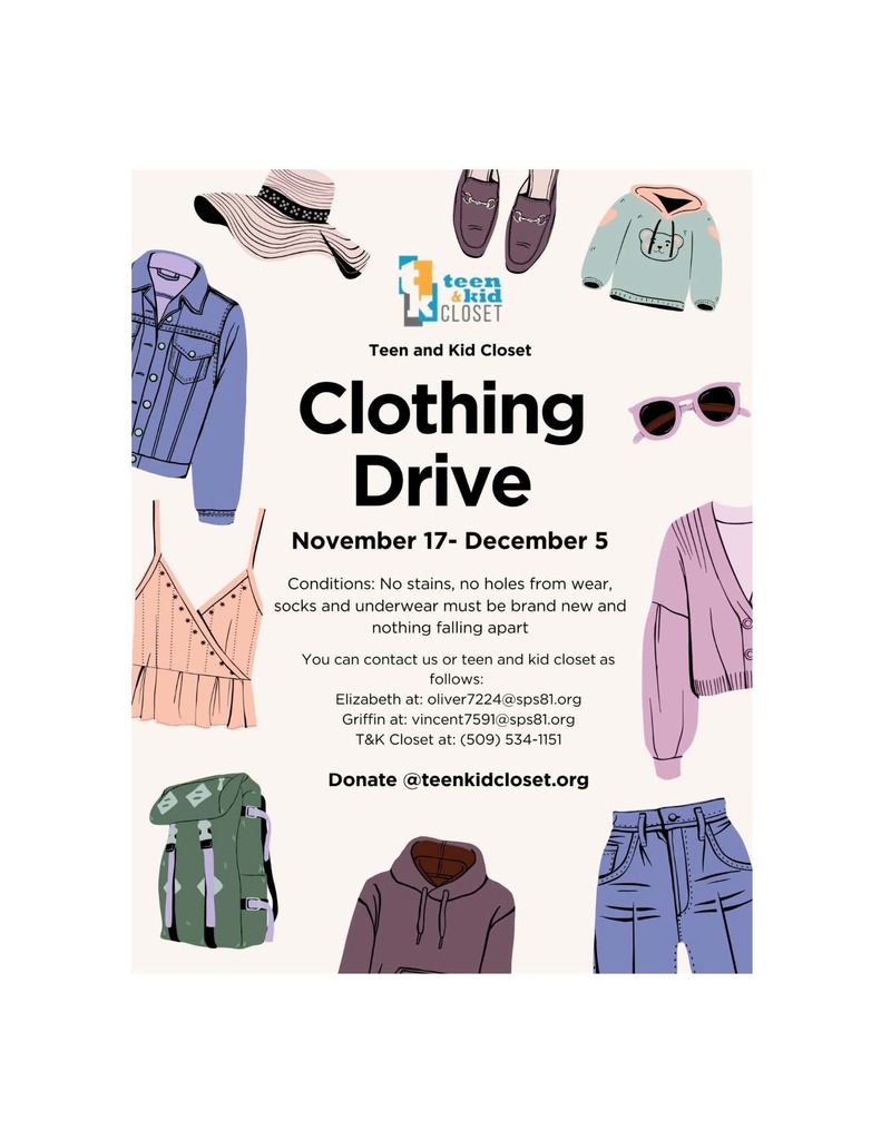Teen & kid closet- Clothing Drive