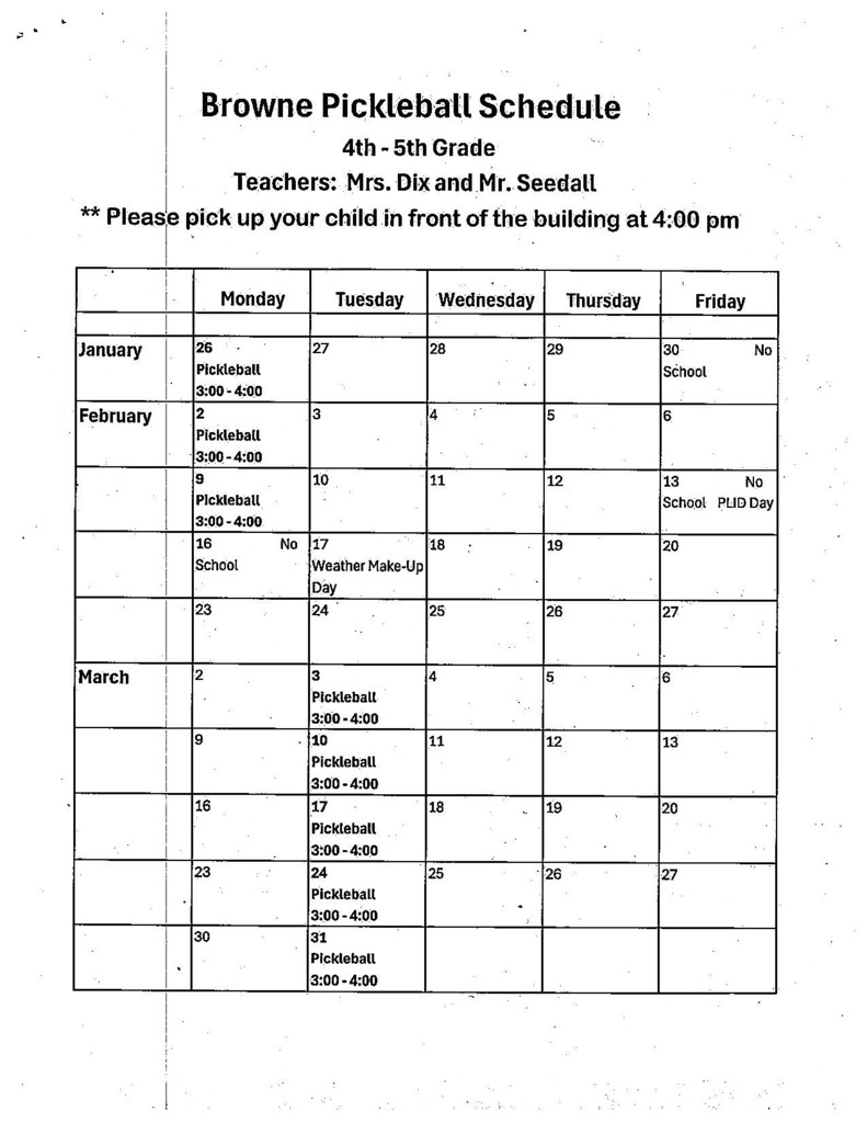Pickleball Schedule