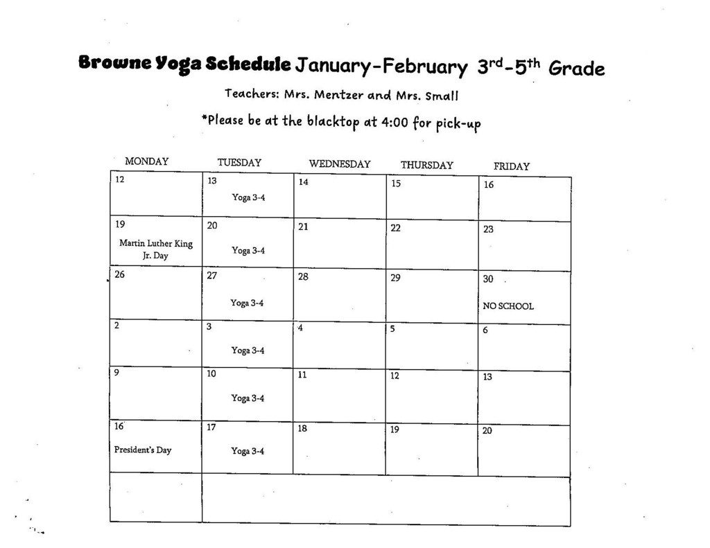 Yoga Schedule